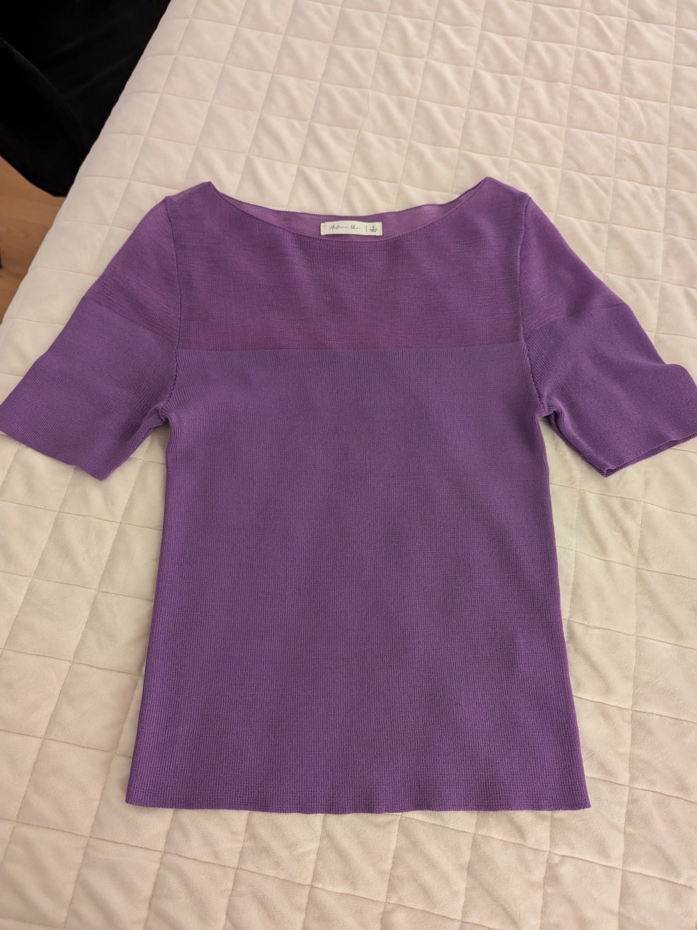 Active USA Lavender-Purple Short Sleeve Knit Top